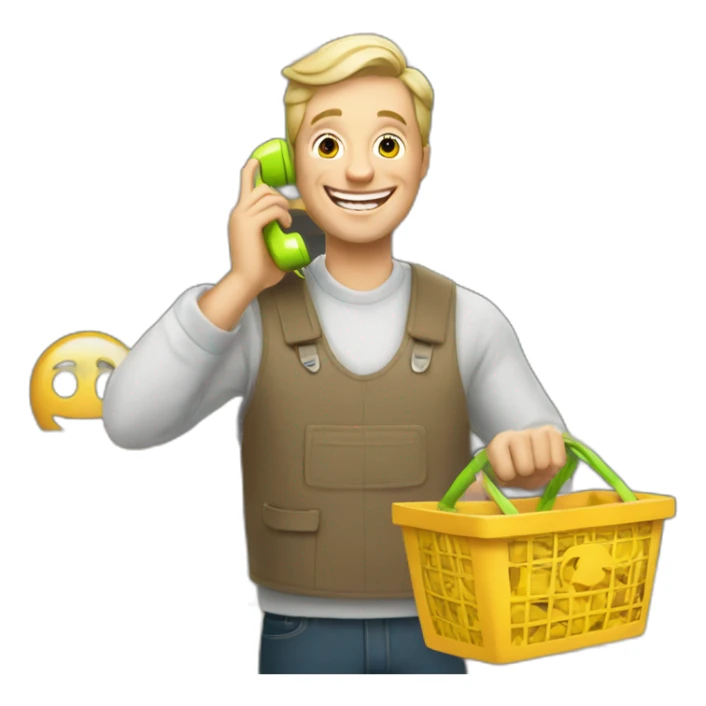 joyful white man makes a purchase on the phone sticker