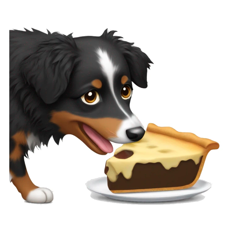 Small black australian shepherd dog eating pie  sticker