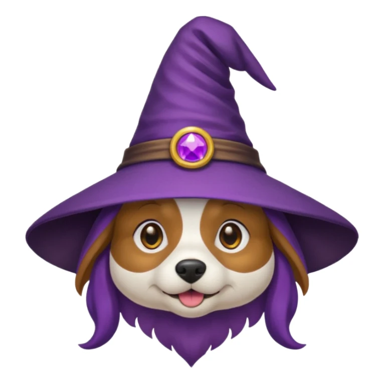 dog wear purple wicth hat sticker