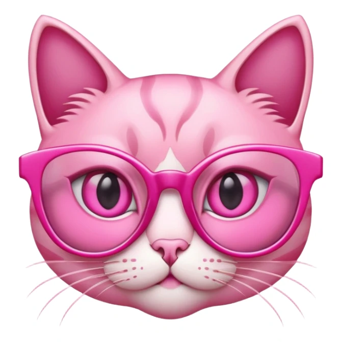 pink cat-eye glasses, retro style with upswept frames and pink lenses sticker