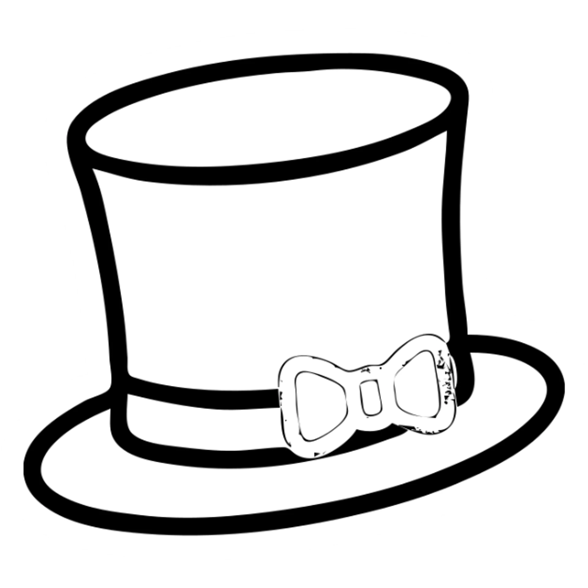 A minimalist black top hat slightly tilted, with a thin ribbon bow in #C5343C color on the brim. Slightly elegant and theatrical, flat vector style. sticker