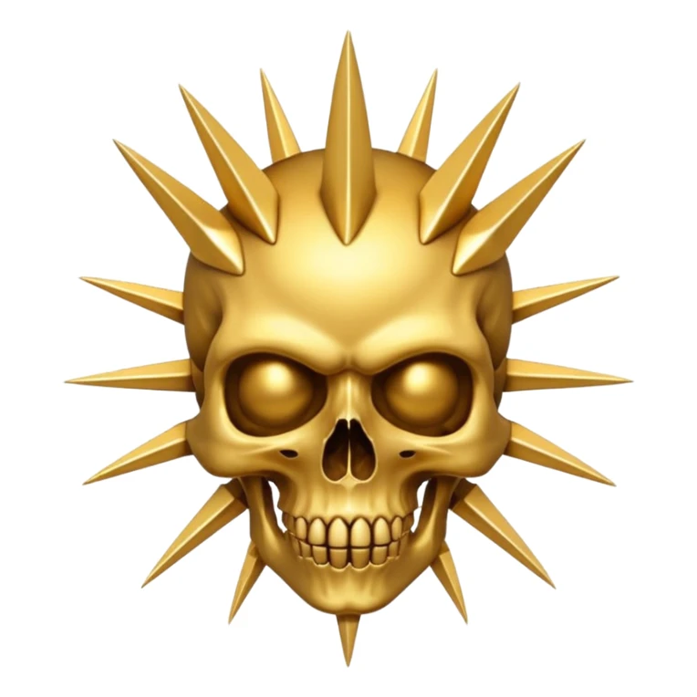 gold skull with spikes in circle arround sticker