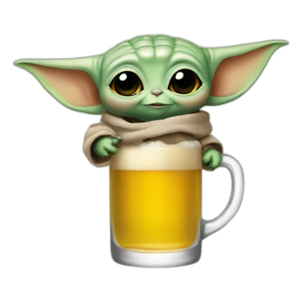Baby yoda drink beer sticker