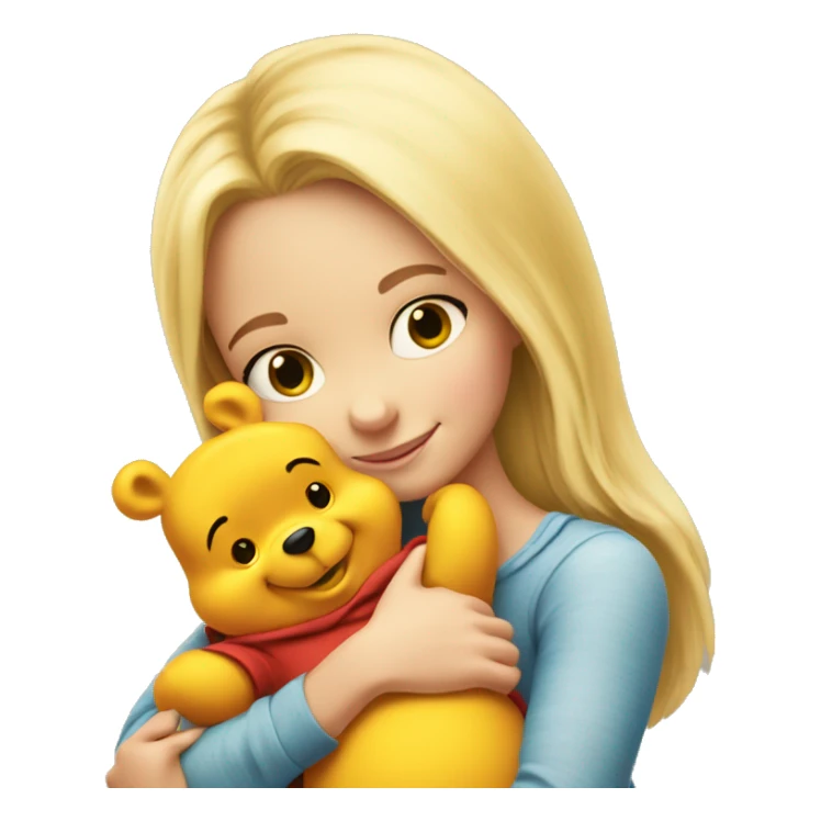 pretty long blonde girl hugging winnie the pooh sticker