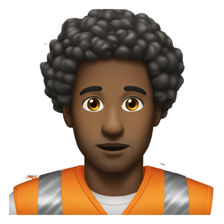 sad Black Male with Small Afro from Home Depot wearing orange pro loader vest pushing orange home depot carts sticker