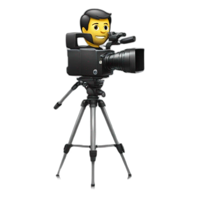 Man in suit with movie camera head sticker