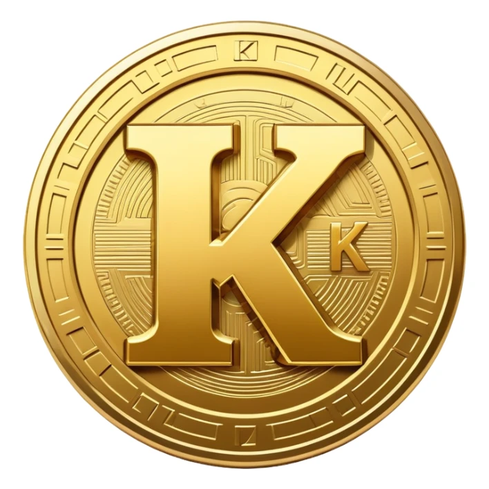 Kaspa cryptocurrency coin with the letter K logo sticker