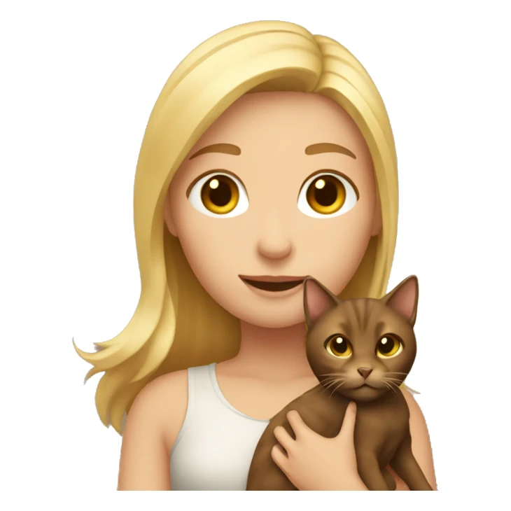 Blonde Girl holding brown cat sticker