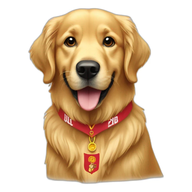 Golden retriever wearing Wrexham shirt sticker