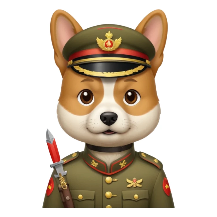 dog chinese soldider with small knife sticker