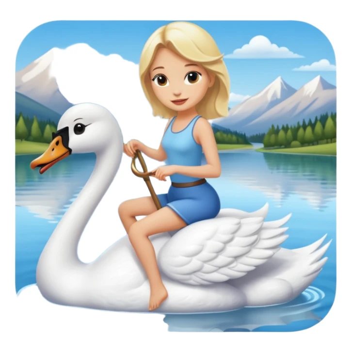 cute blonde woman riding swan on lake sticker