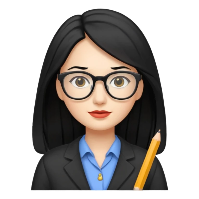 women teacher with black long hair sticker