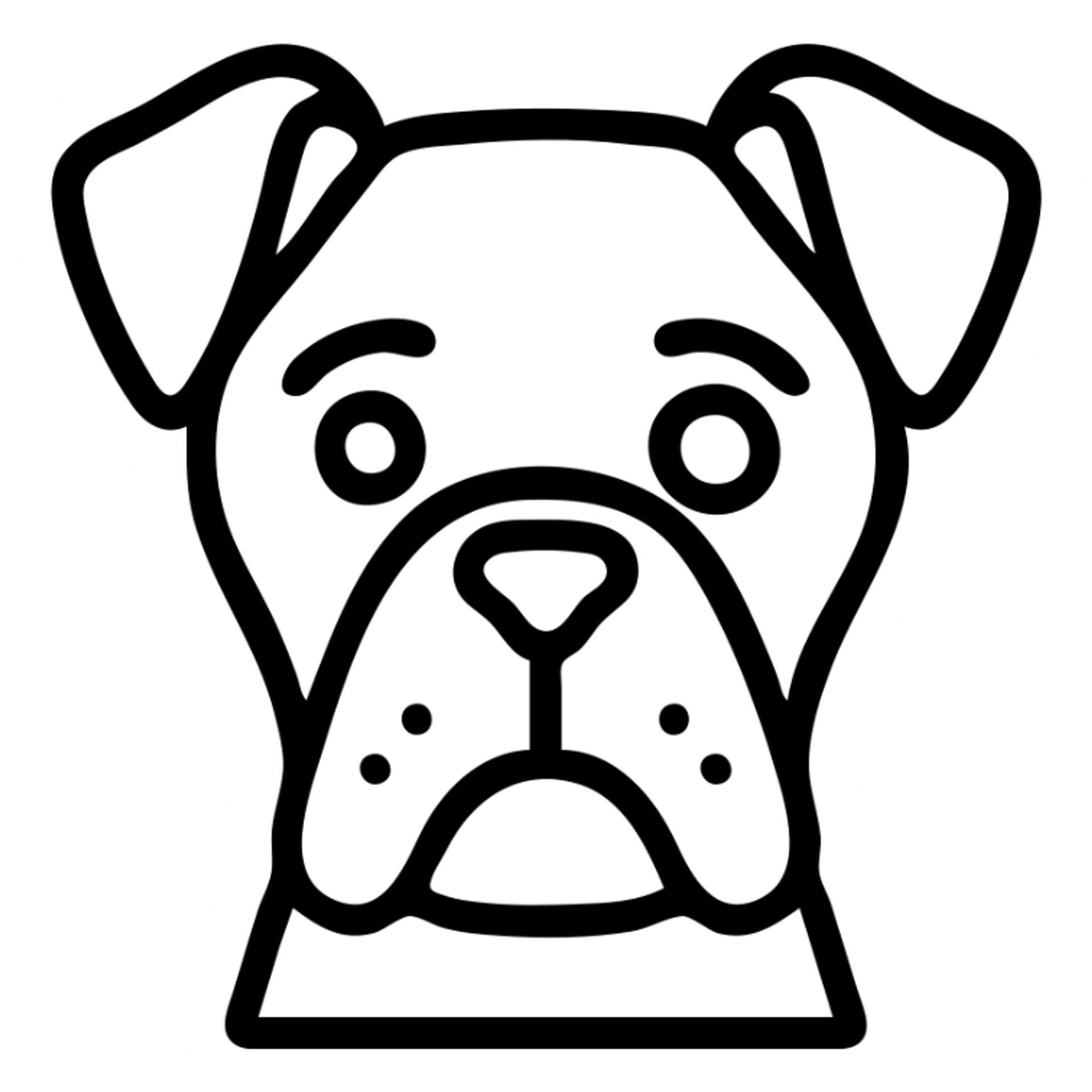 outlined icon style brown boxer dog with one blue eye sticker