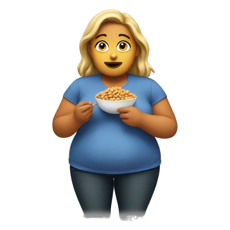 a fat girl eating peanuts sticker
