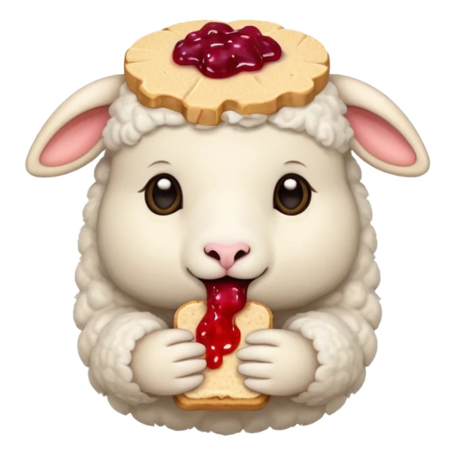 cute baby sheep eating peanut butter and jelly  sticker