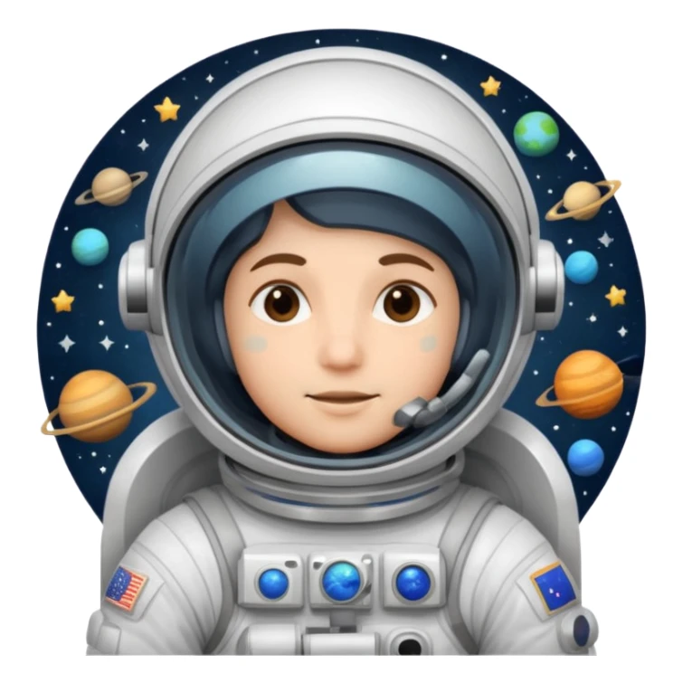 a astronaut in space showing stars and planets  sticker