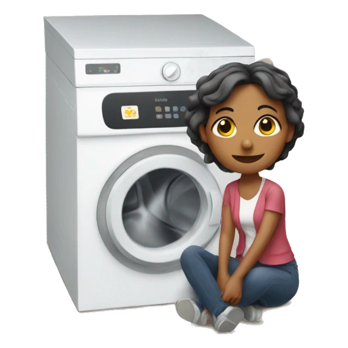 Woman sitting on washing machine  sticker