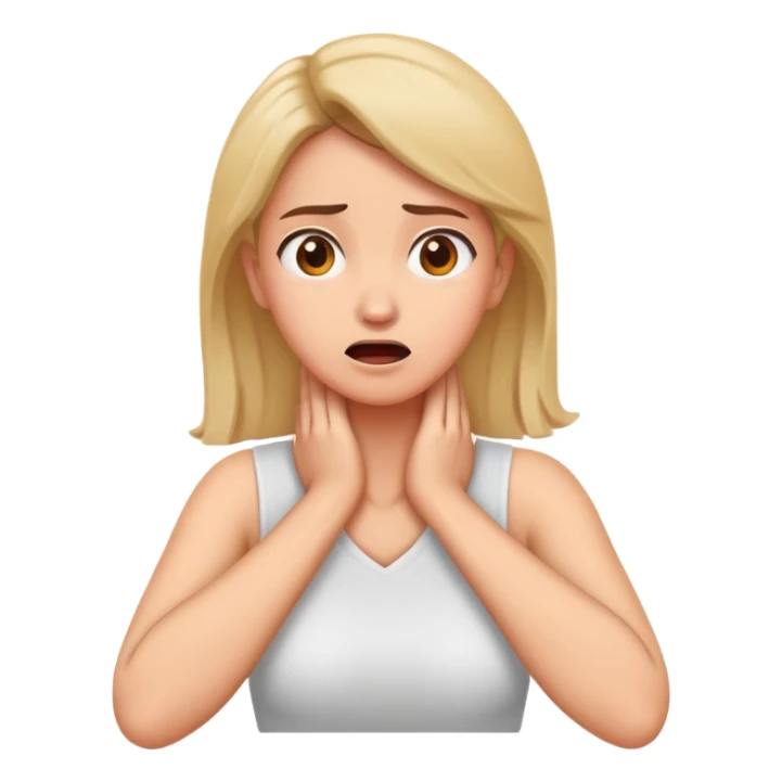women with arms crossed and hands on neck panicking  sticker