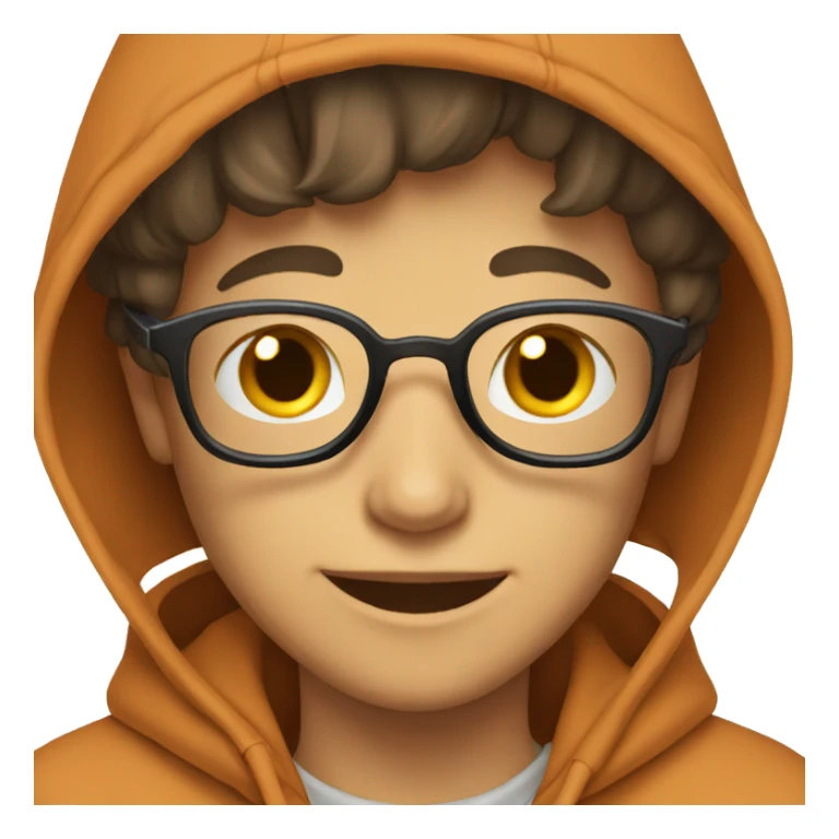smiling boy in hoodie with glasses sticker