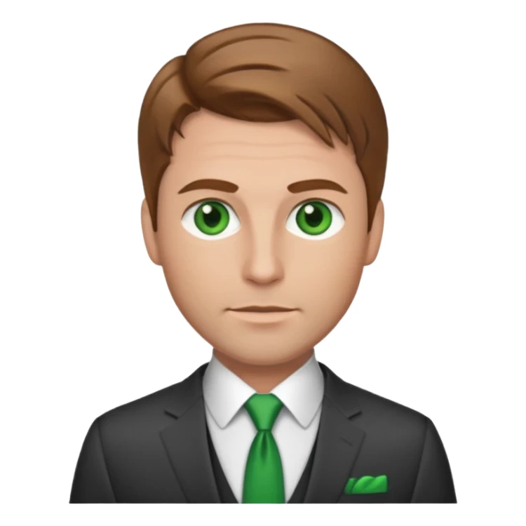 male 40 in cool suit, green eyes, light brown hair sticker