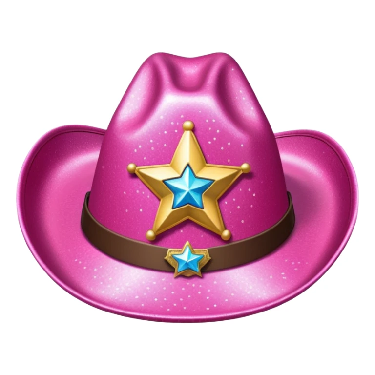 pink glittery cowgirl hat whit sherif star sticker