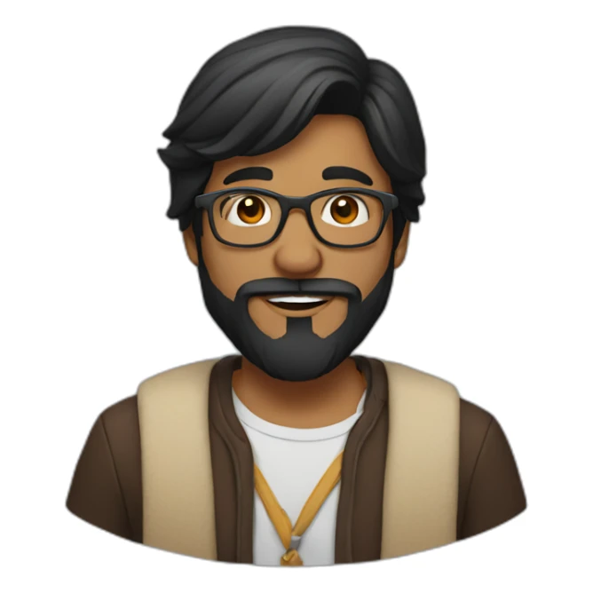 Black hair Indian with glasses and beard sticker