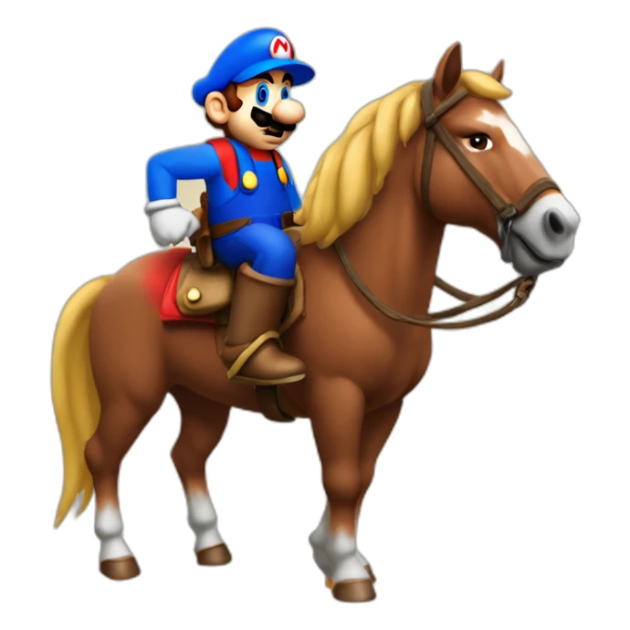 mario bross y himan sobre un caballo sticker