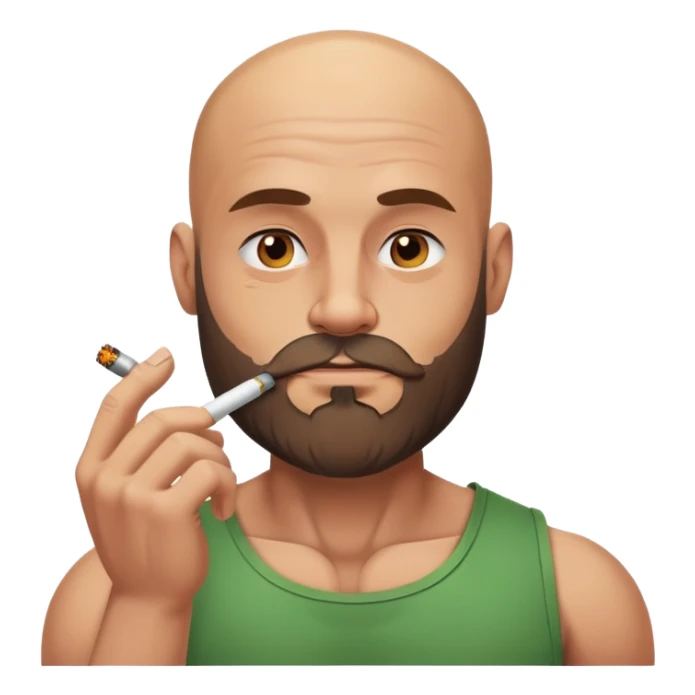 Muscular bald guy with a beard smoking weed sticker