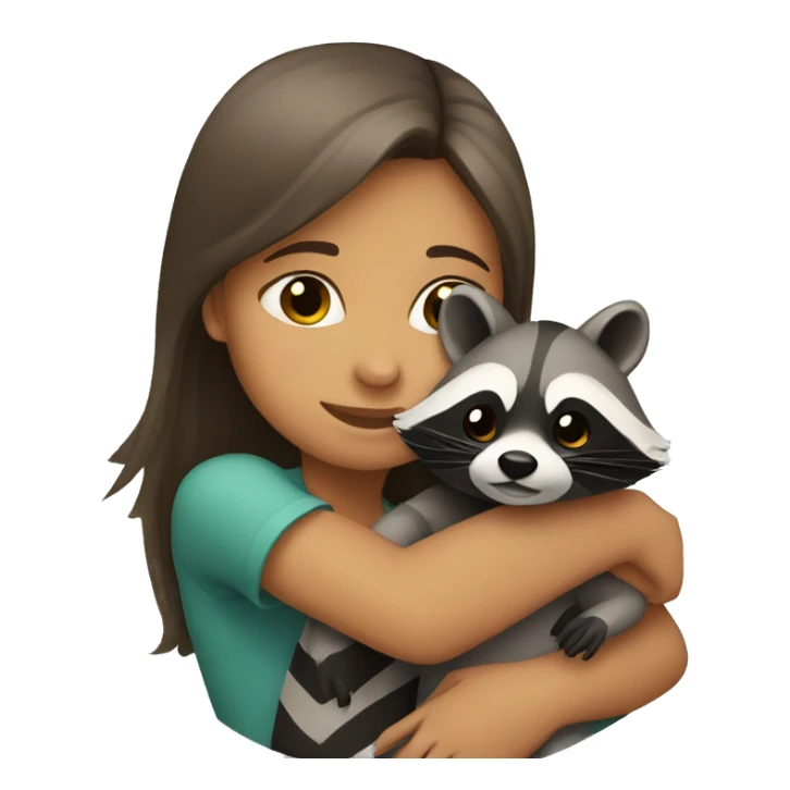 Girl hugging a raccoon sticker