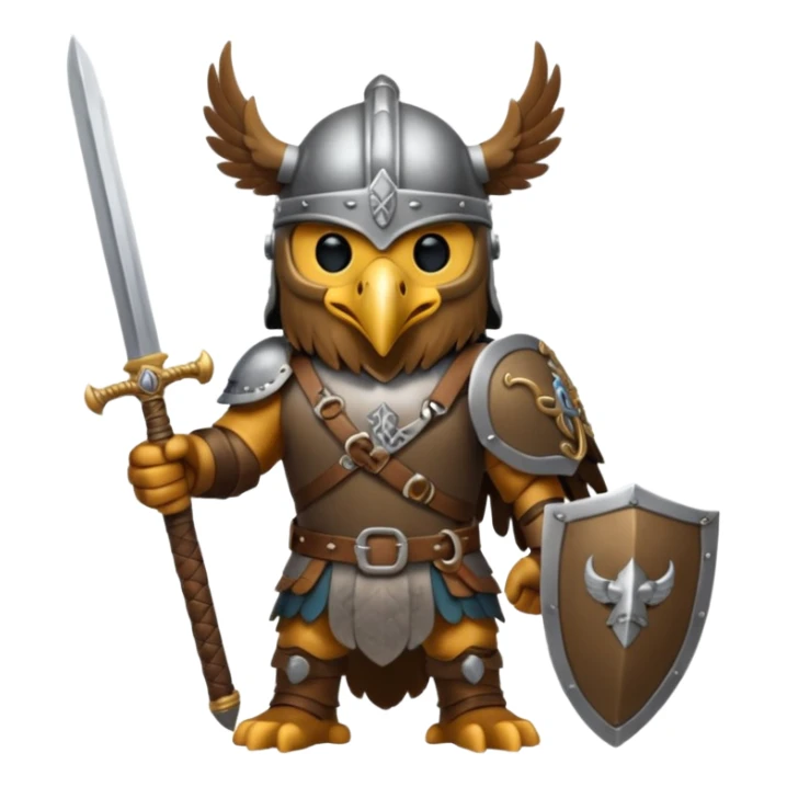 eagle with viking helmet and sword behind sticker