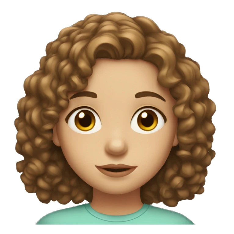 Girl with medium long curly brown hair and hazel eyes sticker