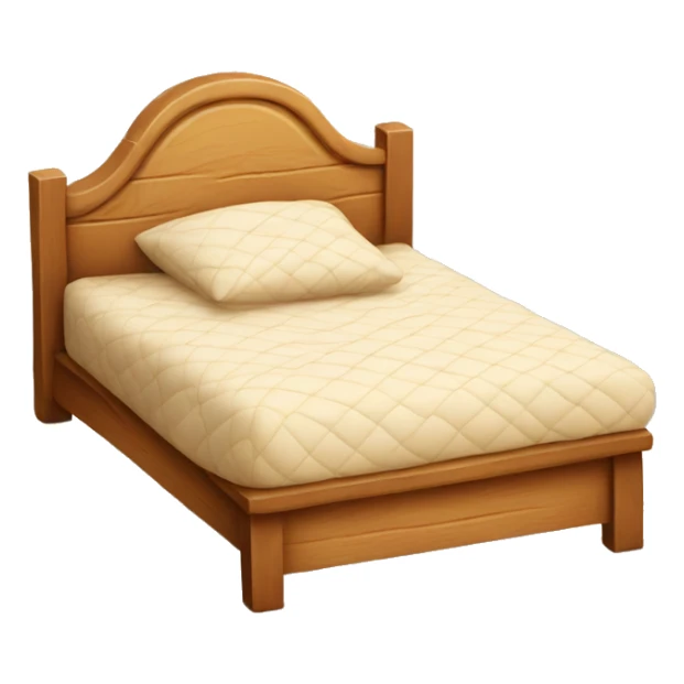 Cute wooden bed with quilted cover  sticker