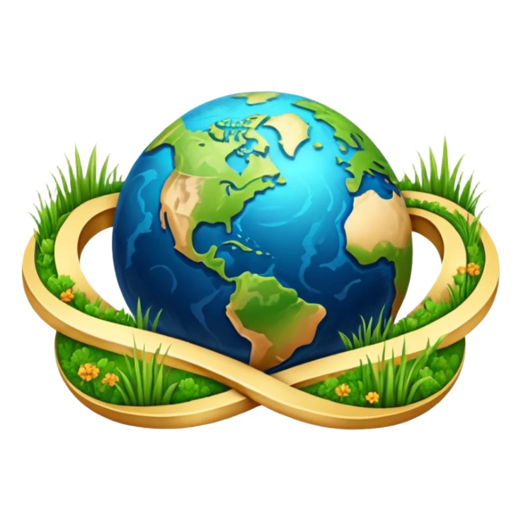infinity 8 symbol stylised to symbolise earth, with desert, grass, cities, oceans sticker