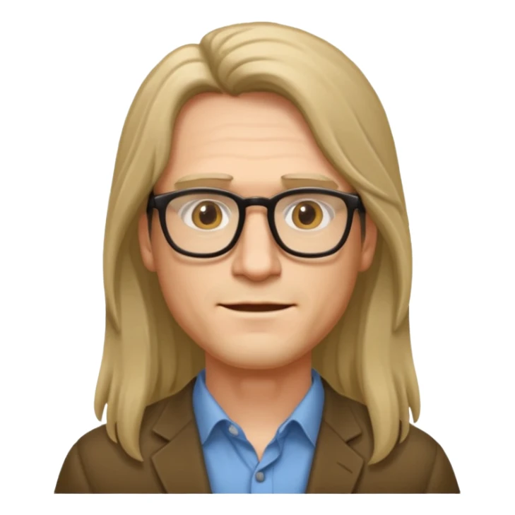 hombre con cabello largo y lentes sticker