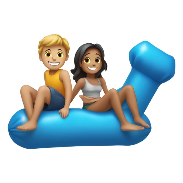 smiling girl and boy sitting on a tube sticker