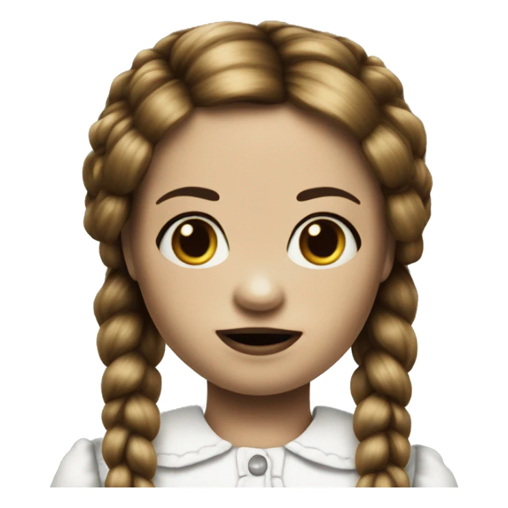 1 Scary Annabelle doll with red pigtails  sticker