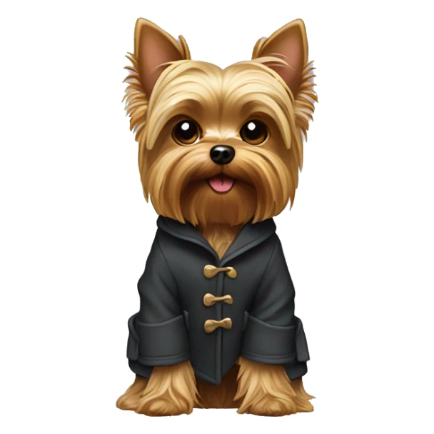 Small Yorkie dog with coat.  sticker