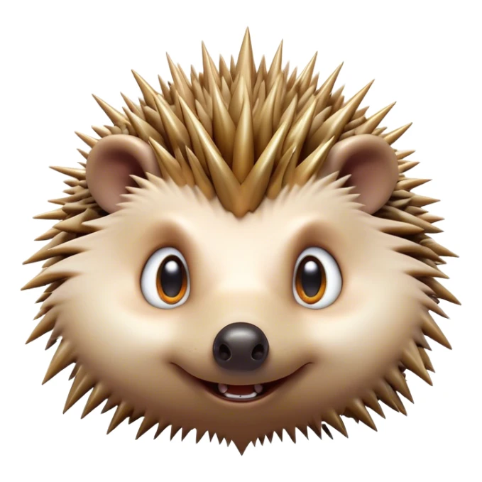 Cinematic Comical Hedgehog Portrait Emoji, Head tilted dramatically with an exaggeratedly surprised expression and wide, comically expressive eyes, featuring a small, spiky body with quills that seem to dance with playful energy, Simplified yet hilariously expressive features, highly detailed, glowing with a slightly sassy woodland glow, high shine, dramatic yet playful, stylized with an air of cheeky hedgehog mischief, soft glowing outline, capturing the essence of a meme-worthy hedgehog that looks ready to roll its way into viral fame! sticker