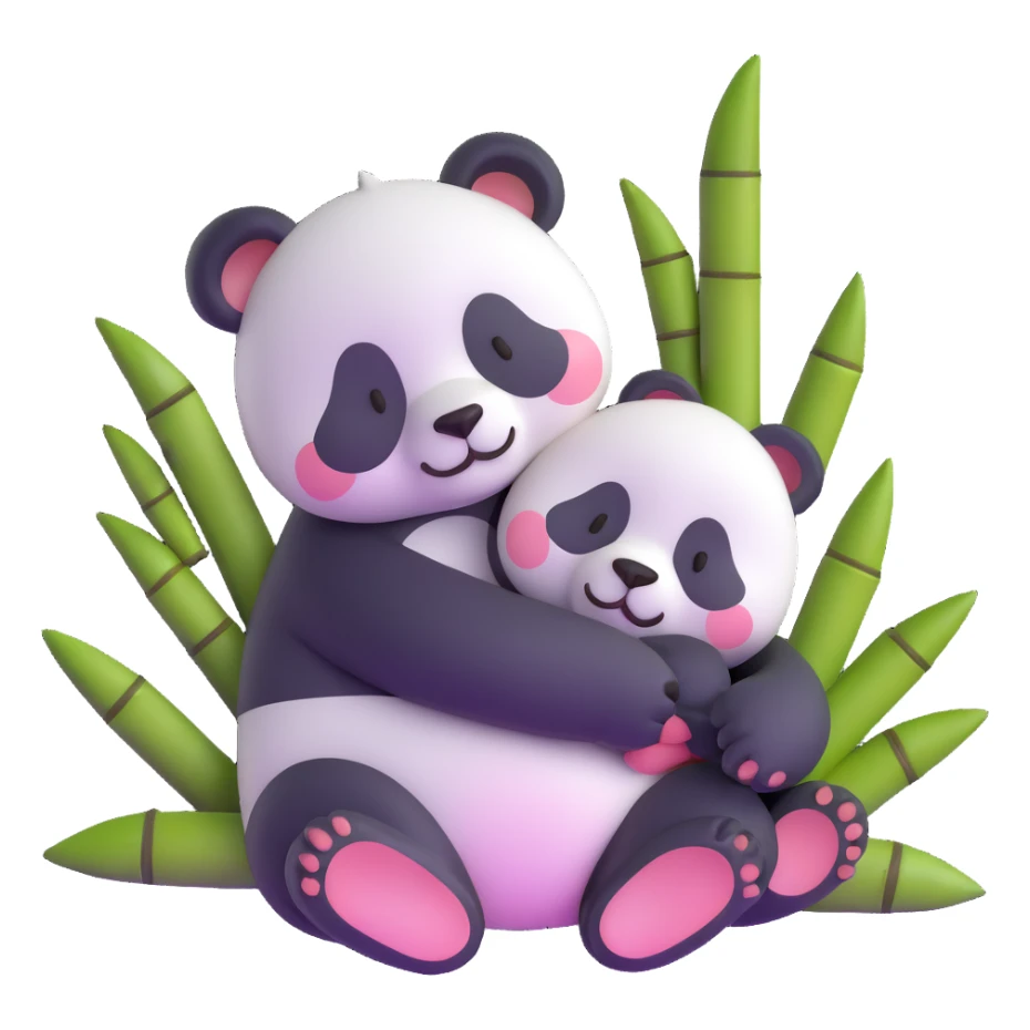 adorable sleeping baby panda hugging bamboo sticker