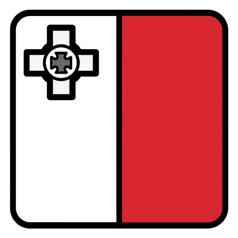 Malta flag, white and red vertical split, George Cross in the upper left, modern icon style sticker