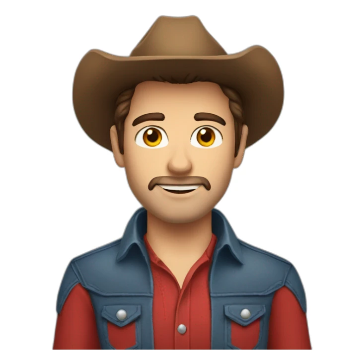guy with brown hair cowboy red shirt brown eyes  sticker