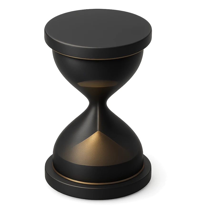 a modern minimalist hourglass in 3D black style sticker