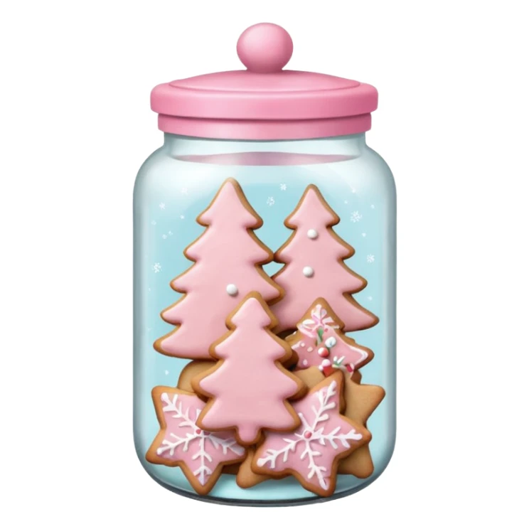 pastel pink christmas cookies in jar with pink lid  sticker
