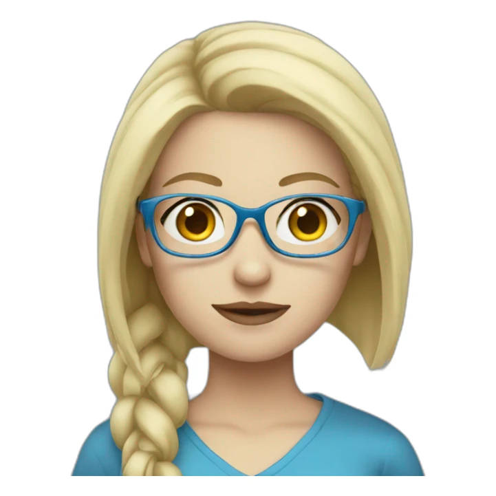 Pale woman with blonde hair and blue glasses sticker