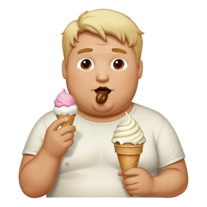 fat dirty blonde man eating ice cream sticker