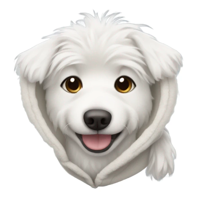 Fluffy white dog in a hoodie sticker