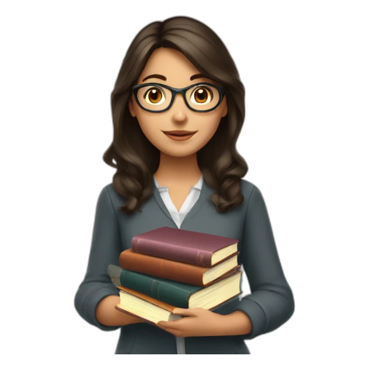 Very Studious brunette girl with books sticker
