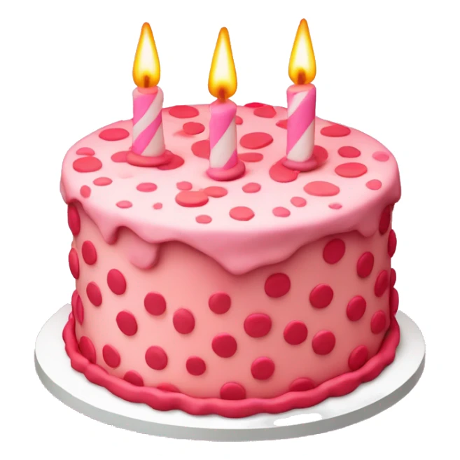 Beautiful big pink and red dotted birthday cake sticker