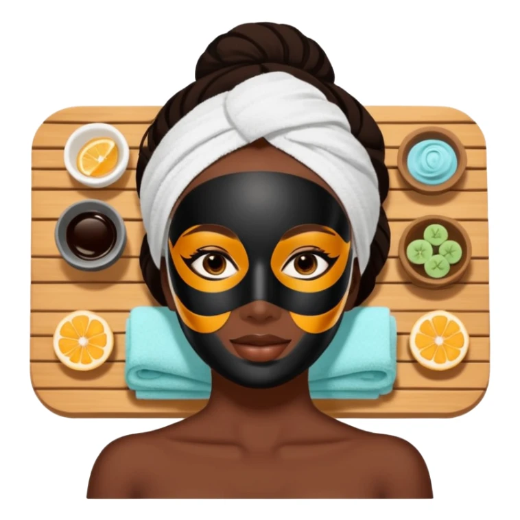 Lady with black face mask spa beauty full face relaxing sticker