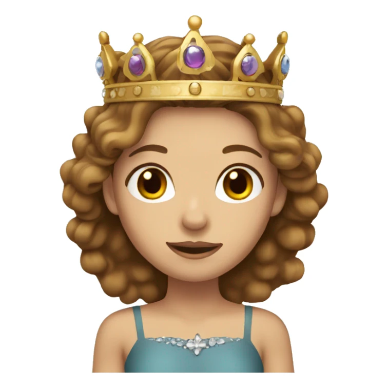 Light brown hair female with brown eyes wearing a crown sticker